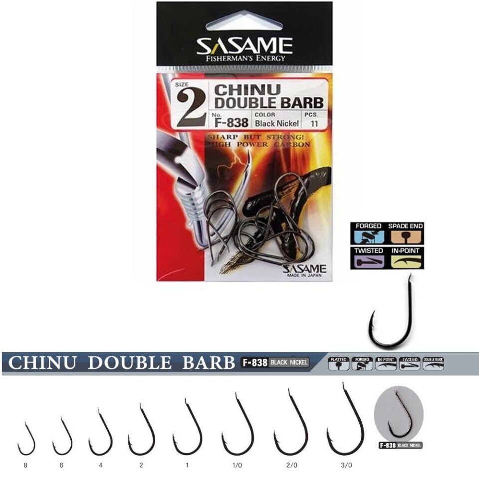 Sasame F-838 Chinu Double Barb Black Nickel İğne 2