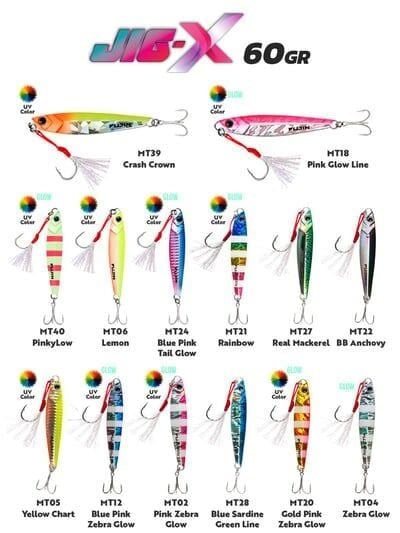 Fujin Jig-X 60gr Shore Jigging Jig Yem MT21 Rainbow