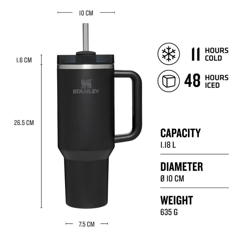 Stanley Quencher Pipetli Termos Bardak 1.18 Lt Siyah