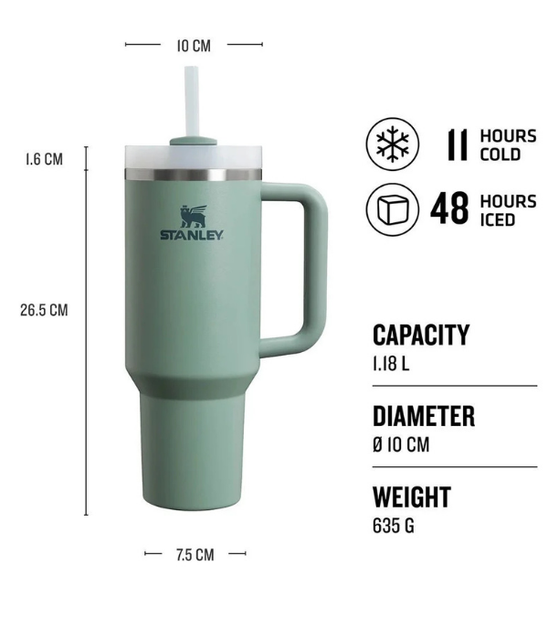 Stanley Quencher Pipetli Termos Bardak 1.18 Lt Yeşil